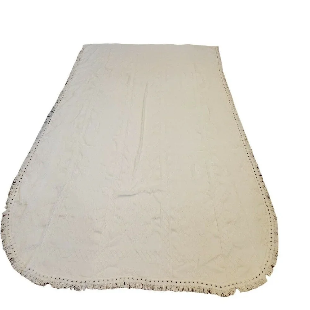 Vintage Crown Craft Chenille Bedspread Coverlet Bohemian Twin Fringe‎ 76x108